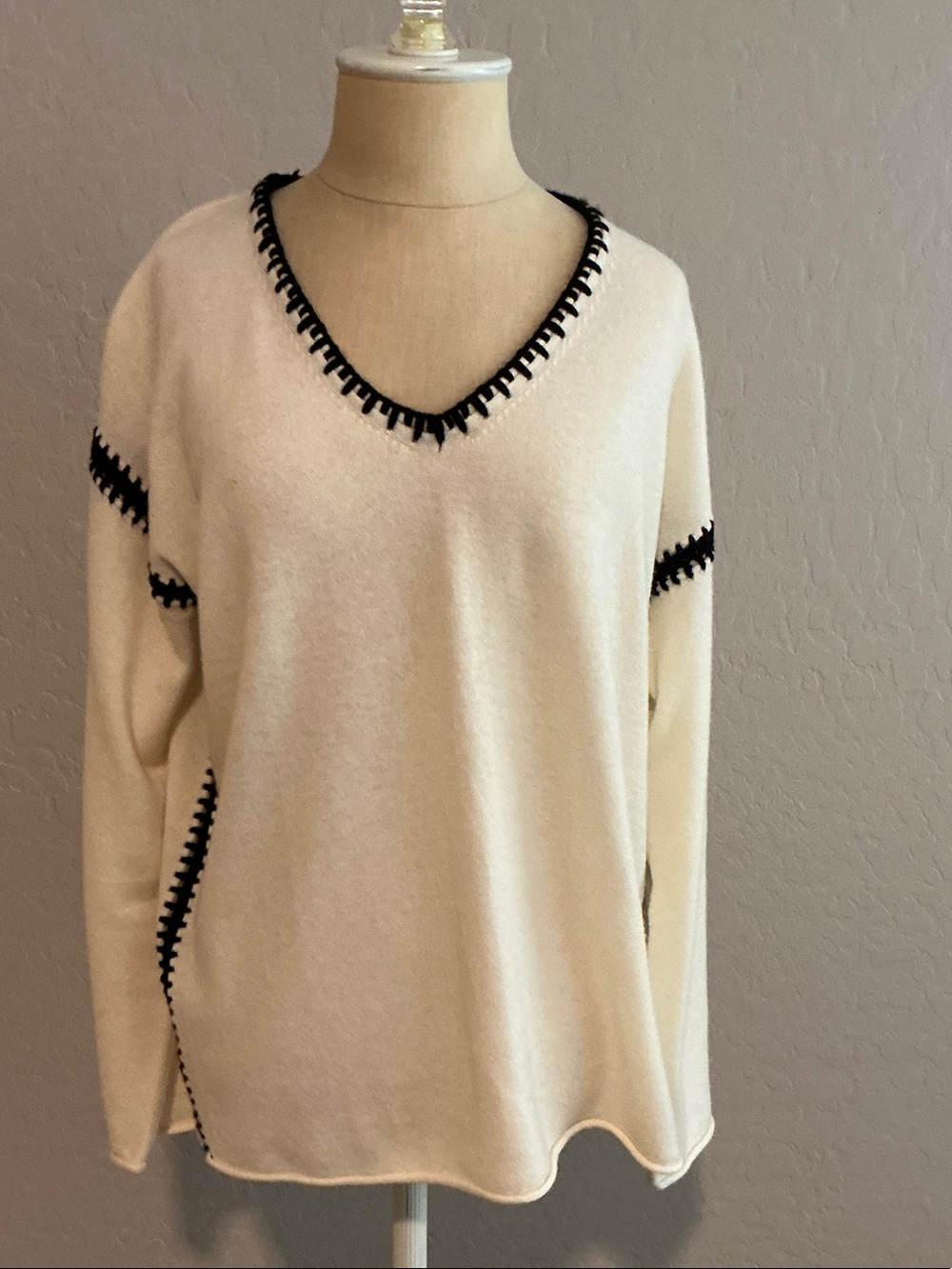 Johnny Was Whipstitch V-Neck Pullover